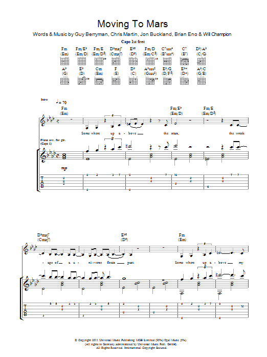 Moving To Mars (Guitar Tab) von Coldplay