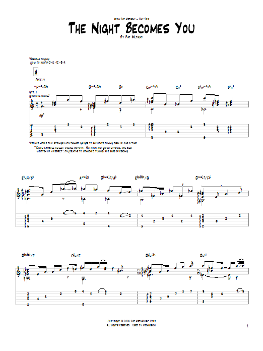 The Night Becomes You (Guitar Tab) von Pat Metheny