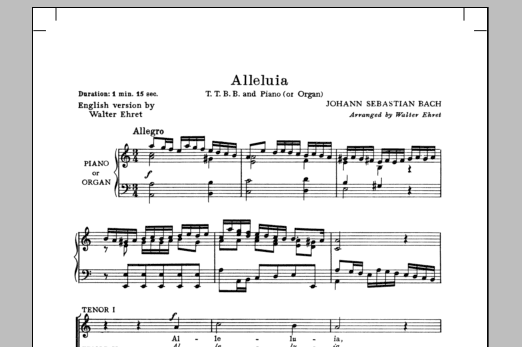 Alleluia (from Cantata 142) (TTBB Choir) von Walter Ehret
