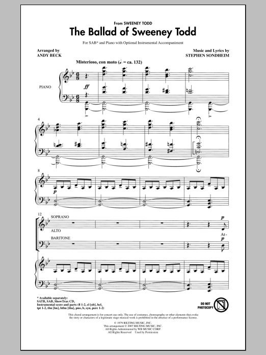 The Ballad Of Sweeney Todd (SAB Choir) von Andy Beck