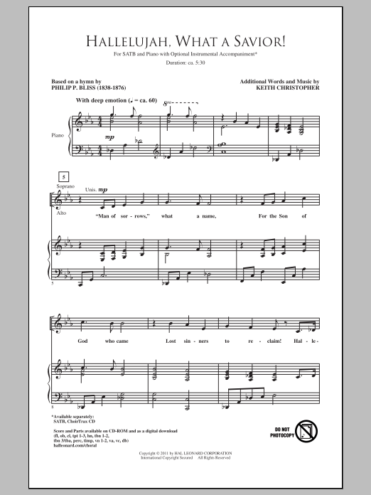 Hallelujah! What A Savior! (SATB Choir) von Keith Christopher
