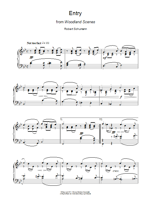 Entry From Woodland Scenes (Piano Solo) von Robert Schumann