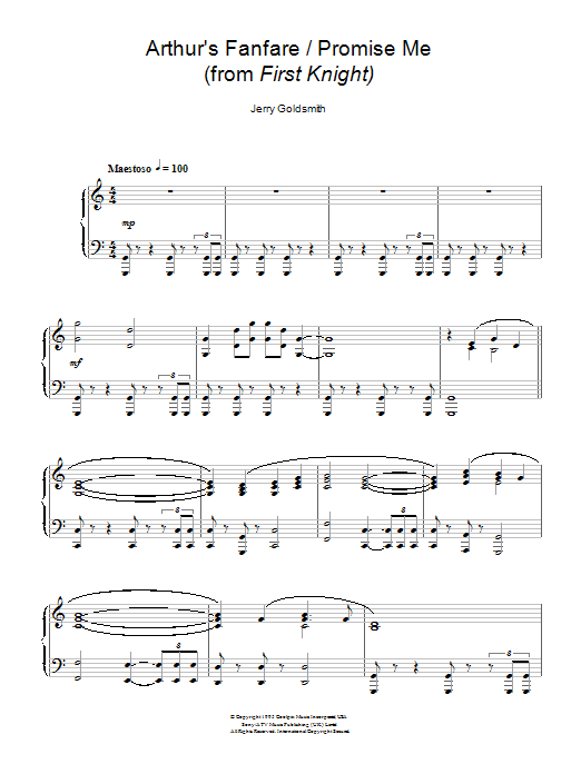 Arthur's Fanfare / Promise Me (Piano Solo) von Jerry Goldsmith