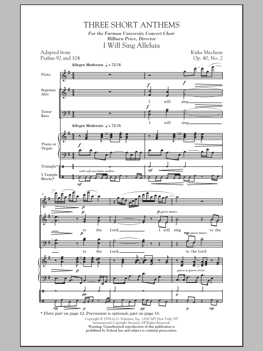 Three Short Anthems (SATB Choir) von Kirke Mechem