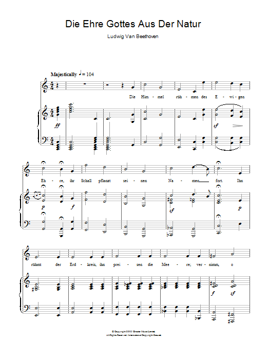 Die Ehre Gottes Aus Der Natur Op.48 No.4 (Piano & Vocal) von Ludwig van Beethoven