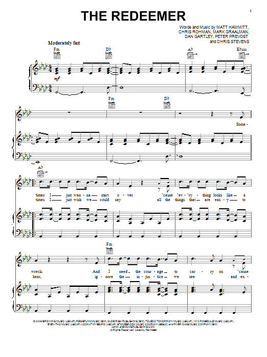 The Redeemer (Piano, Vocal & Guitar Chords (Right-Hand Melody)) von Sanctus Real