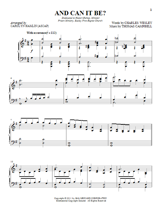 And Can It Be That I Should Gain (Piano Solo) von Charles Wesley