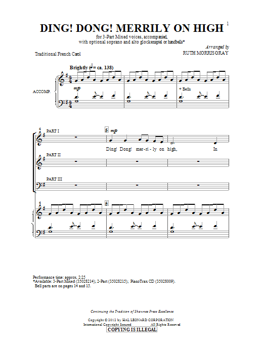 Ding Dong! Merrily On High! (3-Part Mixed Choir) von Ruth Morris Gray