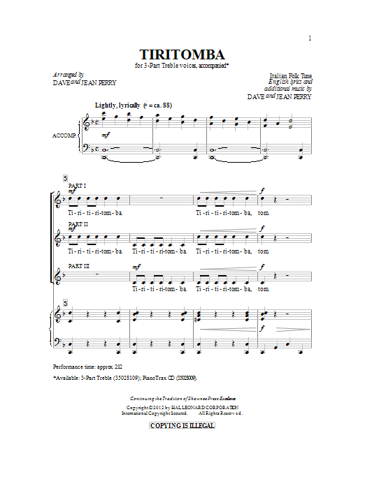 Tiritomba (3-Part Treble Choir) von Dave Perry