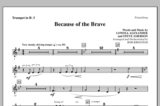 Because Of The Brave - Trumpet 3 (Choir Instrumental Pak) von Bob Krogstad