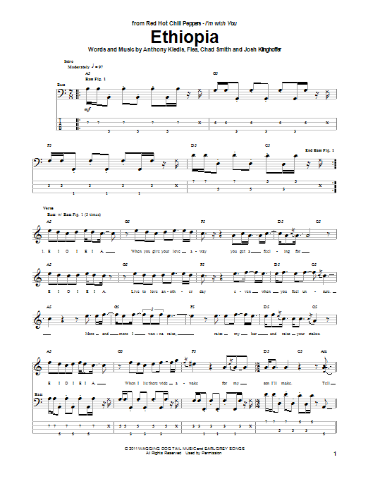 Ethiopia (Bass Guitar Tab) von Red Hot Chili Peppers