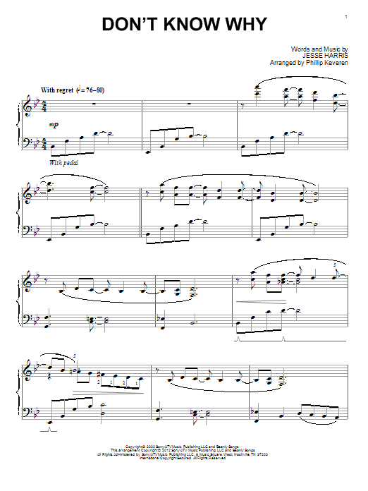 Don't Know Why (arr. Phillip Keveren) (Piano Solo) von Norah Jones