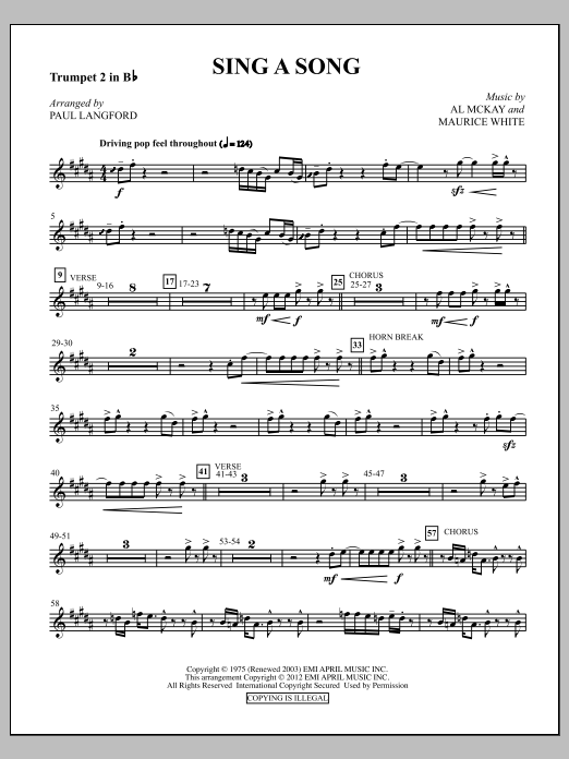 Sing A Song - Trumpet 2 (Choir Instrumental Pak) von Paul Langford
