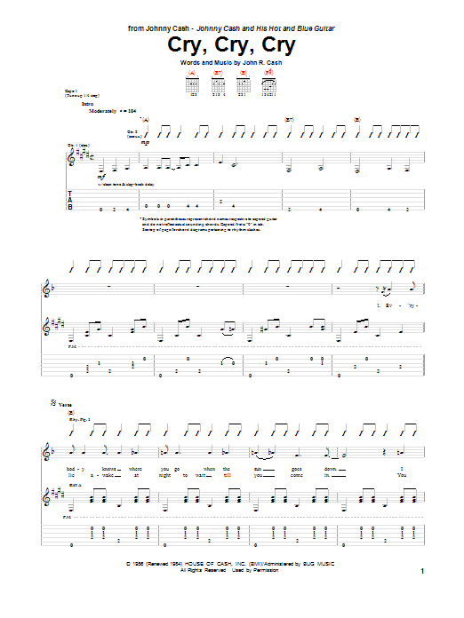 Cry, Cry, Cry (Guitar Tab) von Johnny Cash
