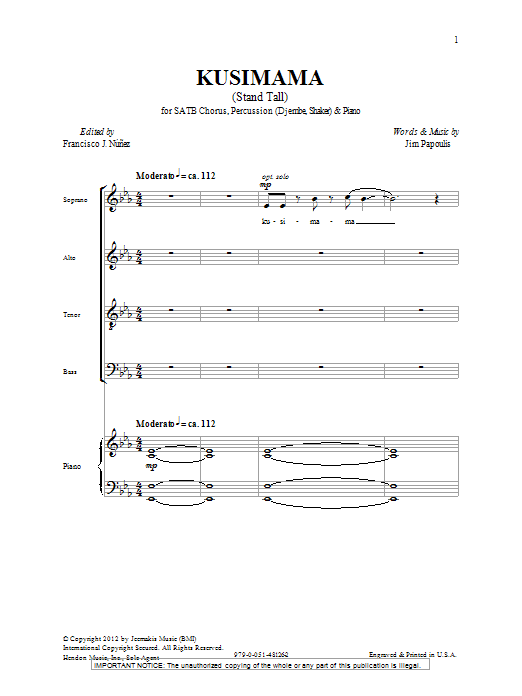 Kusimama (Stand Tall) (SATB Choir) von Jim Papoulis