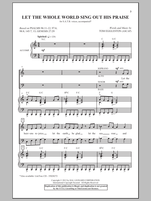 Let The Whole World Sing Out His Praise (SATB Choir) von Tom Eggleston