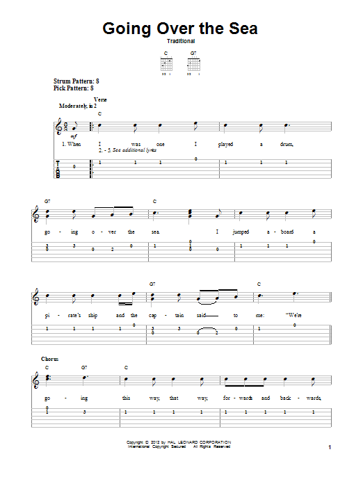 Going Over The Sea (Easy Guitar Tab) von Traditional