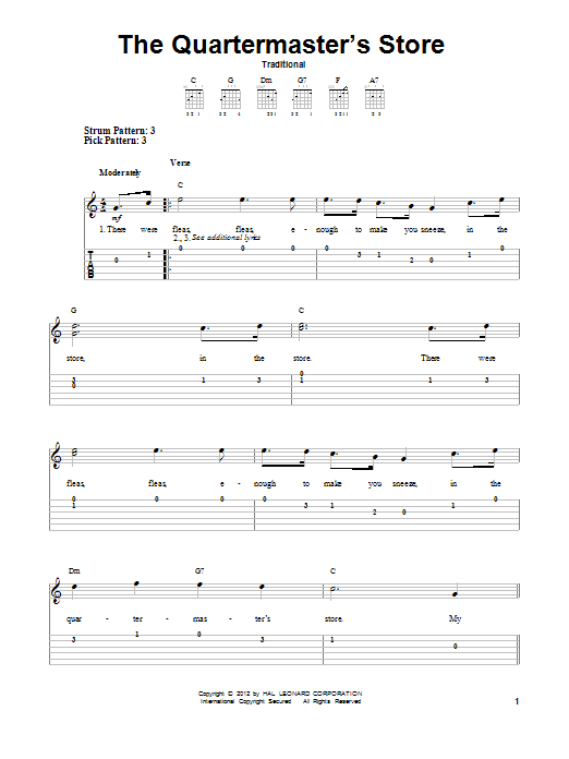 The Quartermaster's Store (Easy Guitar Tab) von Traditional