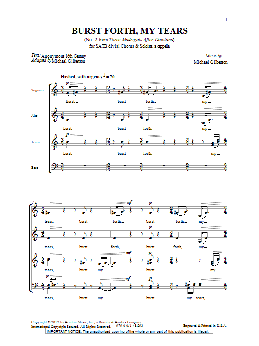 Burst Forth, My Tears (SATB Choir) von Michael Gilbertson