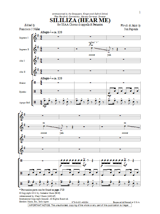 Sililiza (Hear Me) (SSA Choir) von Jim Papoulis