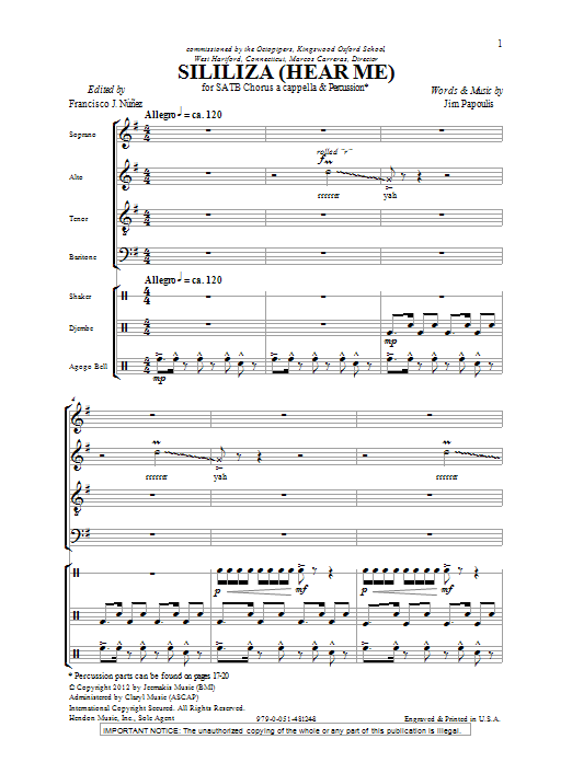 Sililiza (Hear Me) (SATB Choir) von Jim Papoulis