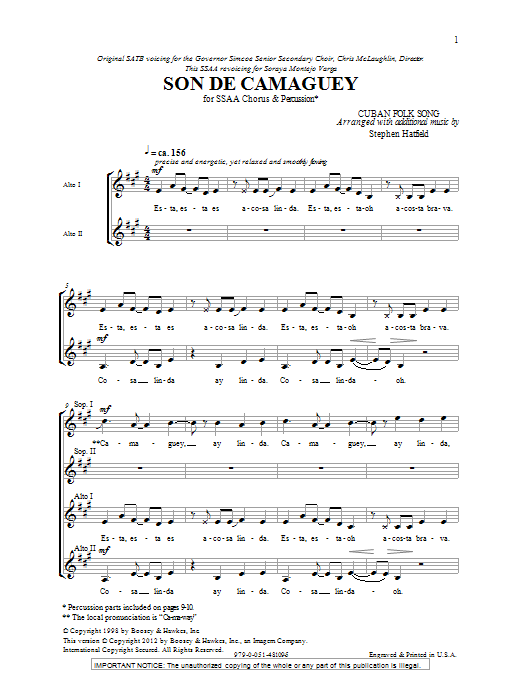 Son De Camaguey (SSA Choir) von Stephen Hatfield