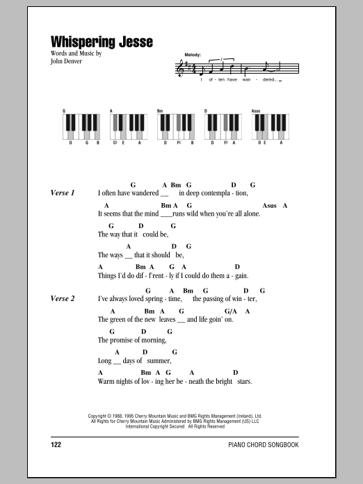 Whispering Jesse (Piano Chords/Lyrics) von John Denver