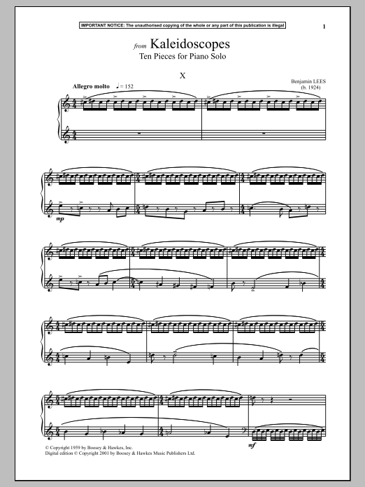 Kaleidoscopes, Ten Pieces For Piano Solo, X. (Piano Solo) von Benjamin Lees