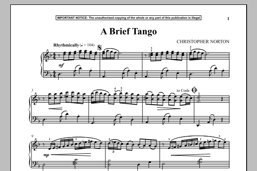 A Brief Tango (Piano Solo) von Christopher Norton
