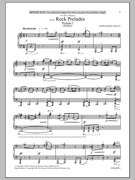 Prelude I (Wildcat) (from Rock Preludes) (Piano Solo) von Christopher Norton