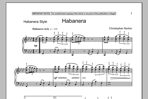 Habanera (Piano Solo) von Christopher Norton