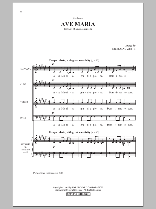 Ave Maria (SATB Choir) von Nicholas White