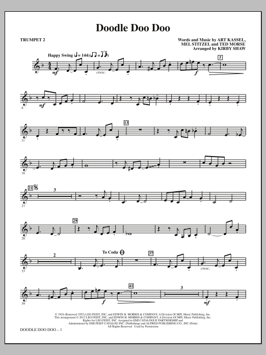 Doodle Doo Doo - Bb Trumpet 2 (Choir Instrumental Pak) von Kirby Shaw
