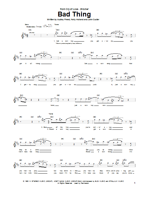 Bad Thing (Guitar Tab) von Cry Of Love