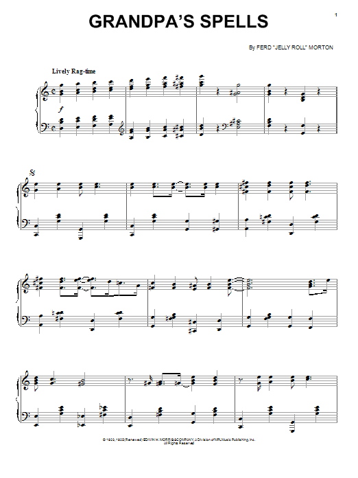 Grandpa's Spells (Piano, Vocal & Guitar Chords (Right-Hand Melody)) von Jelly Roll Morton