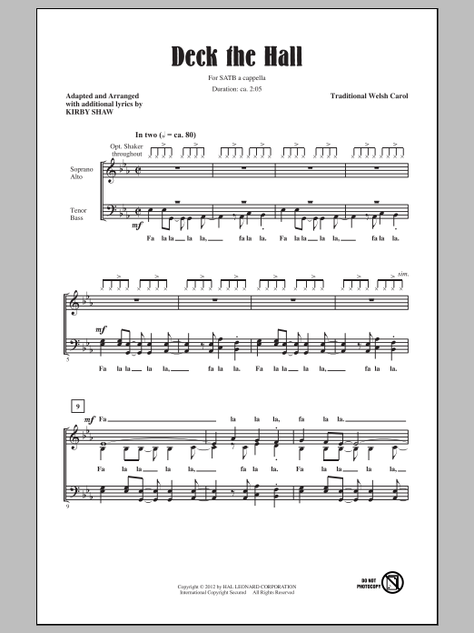Deck The Hall (SATB Choir) von Kirby Shaw