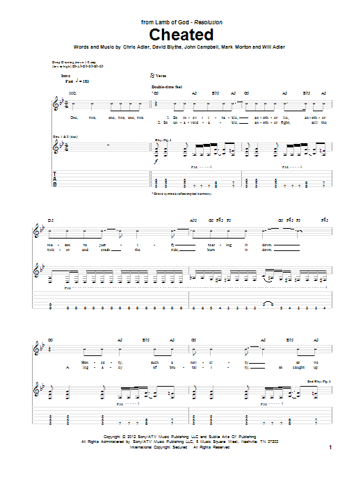 Cheated (Guitar Tab) von Lamb Of God