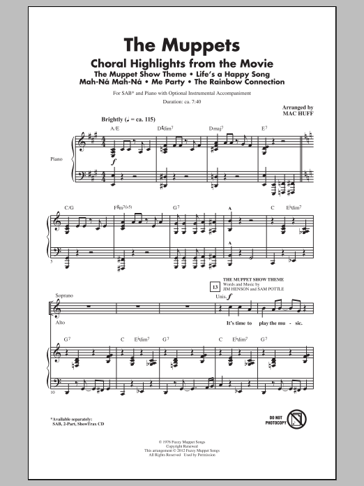 The Muppets (Choral Highlights) (SAB Choir) von Mac Huff