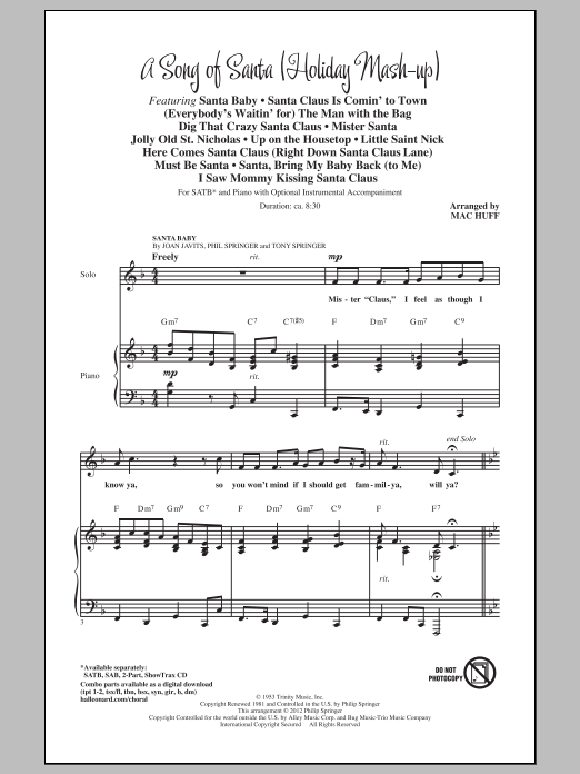 A Song Of Santa (Medley) (SATB Choir) von Mac Huff