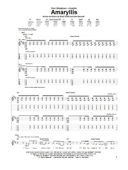 Amaryllis (Guitar Tab) von Shinedown