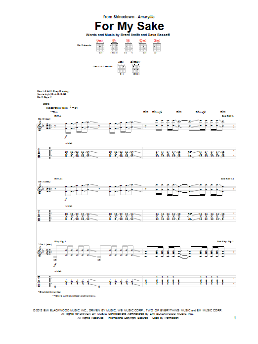 For My Sake (Guitar Tab) von Shinedown