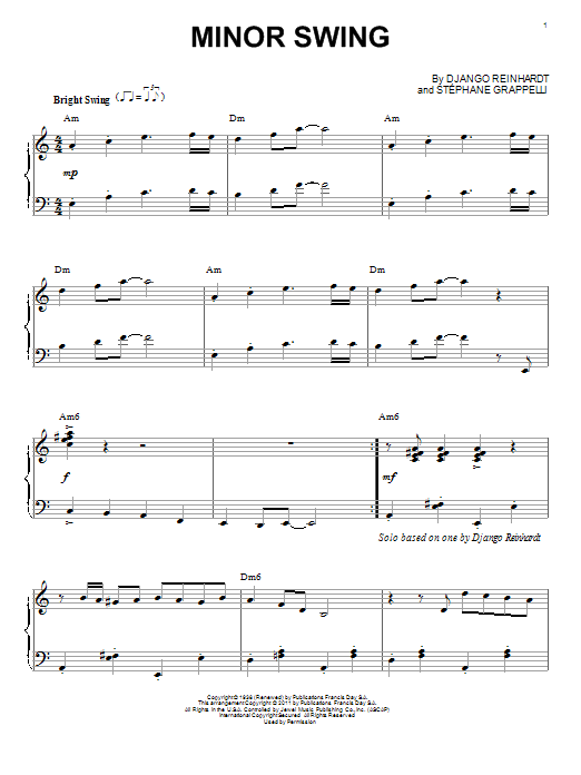 Minor Swing (arr. Brent Edstrom) (Piano Solo) von Django Reinhardt