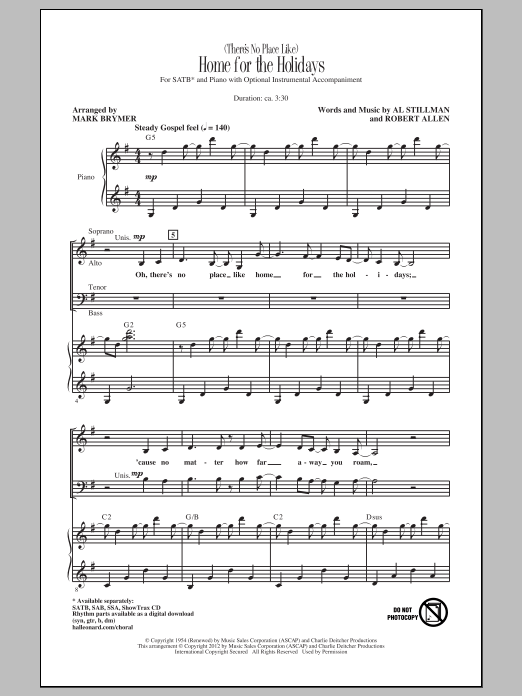(There's No Place Like) Home For The Holidays (SATB Choir) von Mark Brymer