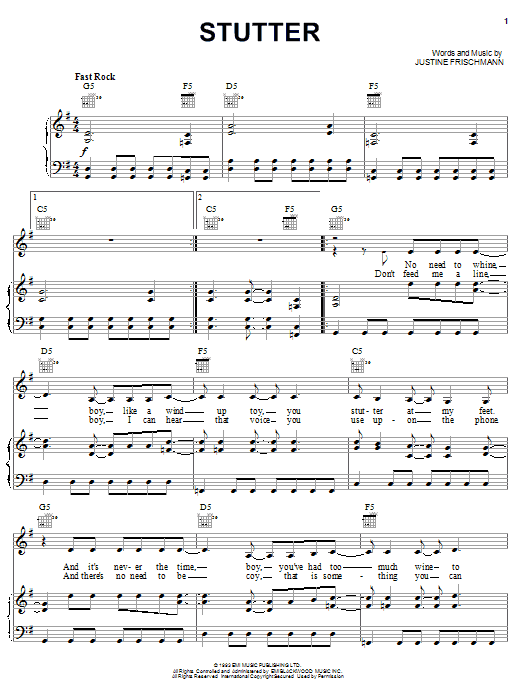 Stutter (Piano, Vocal & Guitar Chords (Right-Hand Melody)) von Elastica