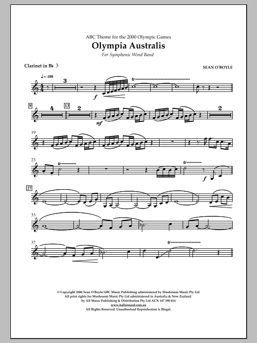 Olympia Australis (Symphonic Wind Band) - Bb Clarinet 3 (Concert Band) von Sean O'Boyle