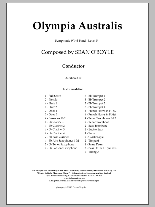 Olympia Australis (Symphonic Wind Band) - Score (Concert Band) von Sean O'Boyle