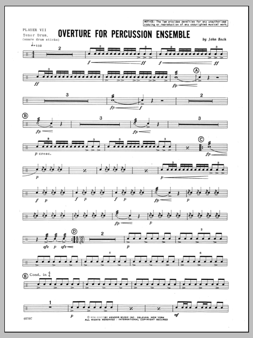 Overture For Percussion Ensemble - Percussion 7 (Percussion Ensemble) von Beck