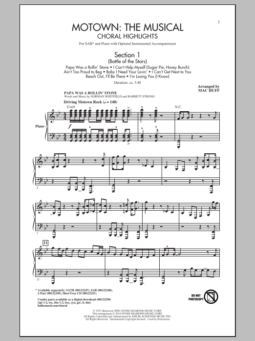 Motown: The Musical (Choral Highlights) (SAB Choir) von Mac Huff