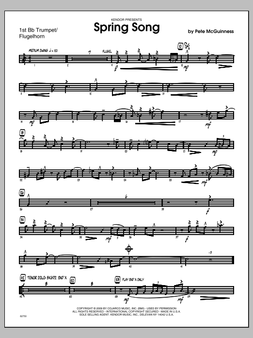 Spring Song - 1st Bb Trumpet (Jazz Ensemble) von McGuinness