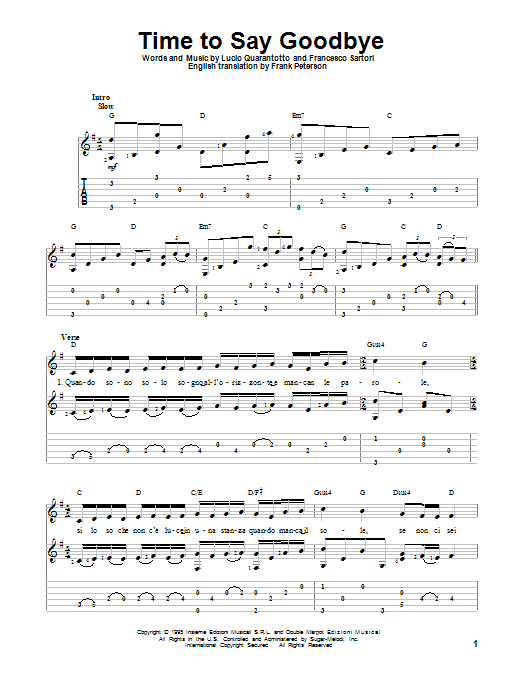 Time To Say Goodbye (Solo Guitar) von Andrea Bocelli & Sarah Brightman